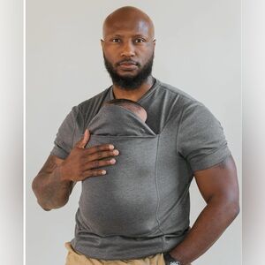 NWT LALABU “Dad Shirt” T-Shirt in Gray, Size Large